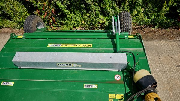 Top view of the Major 9 Foot Mower, in as-new condition, showcasing its design and agricultural mowing capabilities.