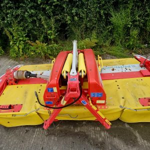 Front view of the Pottinger Mower Novacat 301 10 Foot Front Mower, showcasing its design and agricultural functionality.